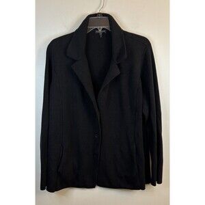 EILEEN FISHER Silk Blend Button Front Cardigan Sweater Women 2X Black Classic